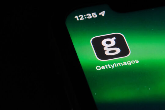 Shanghai,China-Feb. 19th 2022: close up Getty images mobile app icon on phone screen.