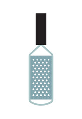 Metal hand grater with black handle. Flat vector illustration isolated on white.