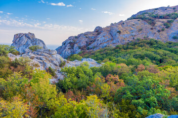 Naklejka premium Megalithic construction (pagan temple of the sun) in the mountains of Crimea.