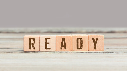 Word ready on wood cubes