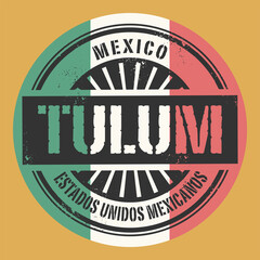 Emblem with the name of Tulum, Mexico - obrazy, fototapety, plakaty