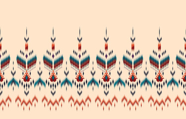 Fototapeta na wymiar Ethnic abstract ikat art. Seamless pattern in tribal, folk embroidery, and Mexican style. Aztec geometric art ornament print.Design for carpet, wallpaper, clothing, wrapping, fabric, cover, textile