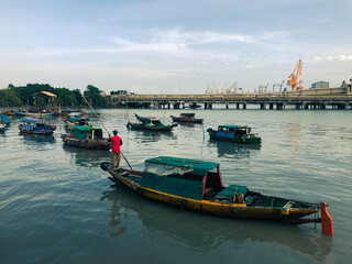 a wooden boat base area in gresik - east java