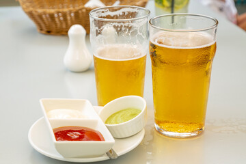 glass of fresh chilled beer.