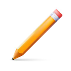 Simple pencil vector icon, Cute 3d illustration. Stationery, school supplies