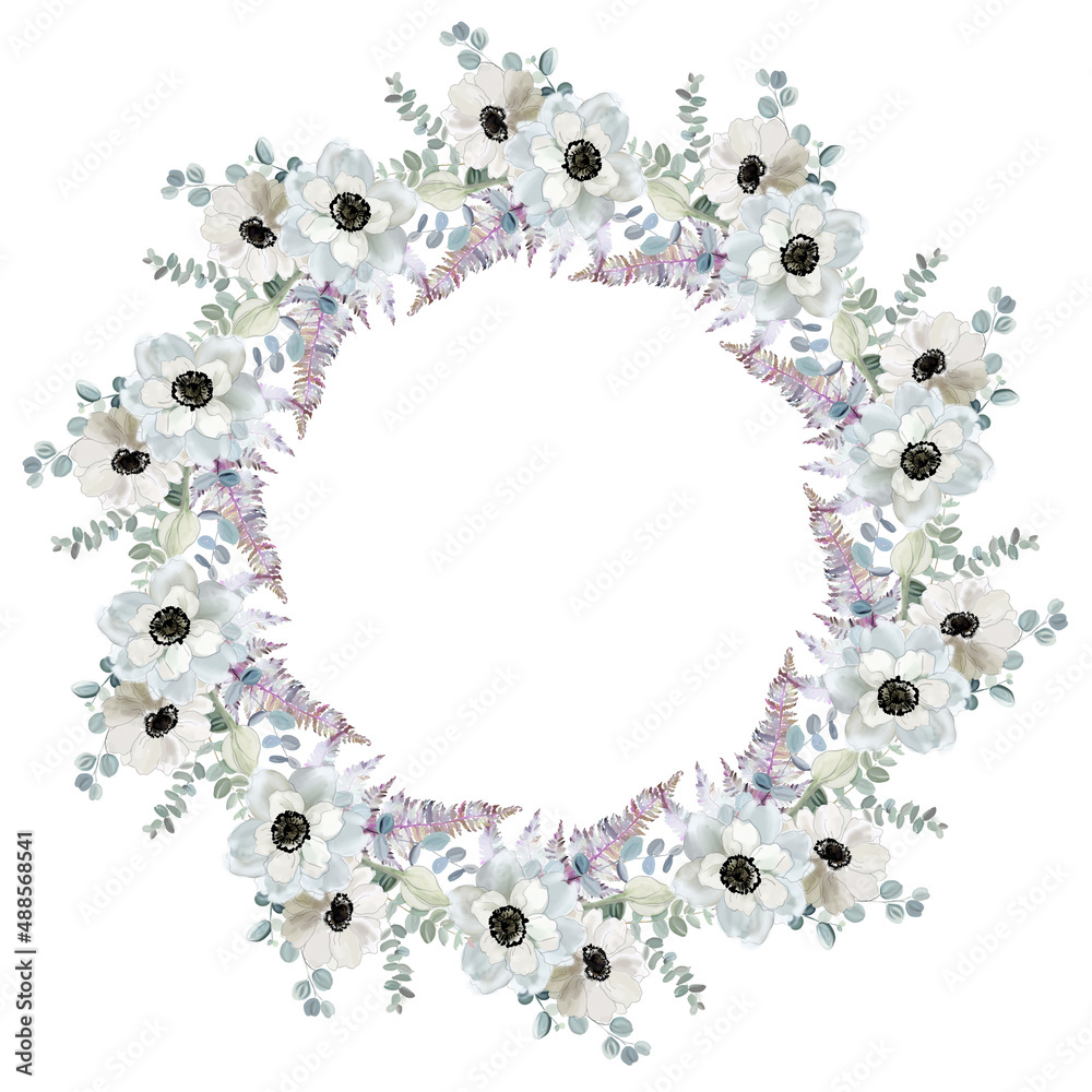 Canvas Prints Floral wreath with decorative white flowers