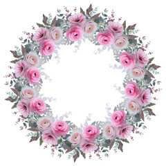 Bloemenkrans met decoratieve roze bloemen