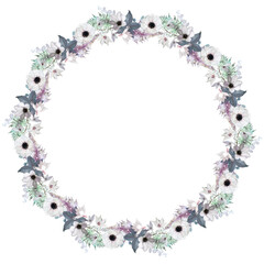 Fototapeta na wymiar Decorative floral wreath with white flowers