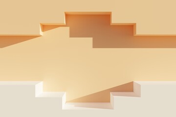 Minimalistic abstract staircase podium beige background 3d illustration