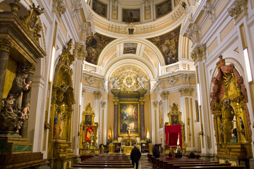 Fototapeta na wymiar Interior of Cripta of St Mary Royal of the Almudena in Madrid, Spain