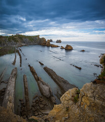 Arnía beach is located in the natural park of the Dunes of Liencres and Costa Quebrada. Cantabria, Spain.