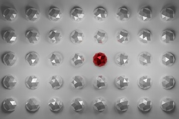 Geometric pattern background with black and white colors and red element 3d illustration