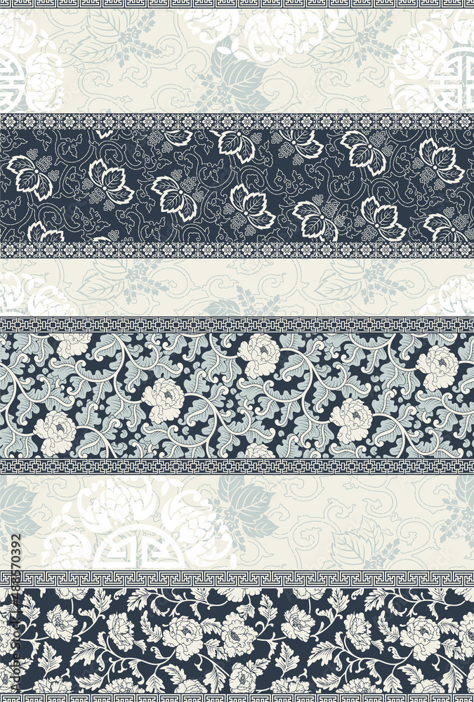 Wall mural Traditional  Japanese fabric patchwork wallpaper  vector seamless  pattern