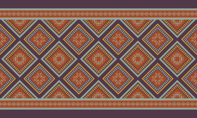 Geometric ethnic seamless pattern. Traditional design for background, wallpaper, paper, packaging, fabric, clothing, gift wrapping, carpet, tile, decoration, vector illustration, embroidery style.