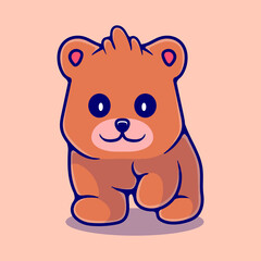 cute bear illustration suitable for mascot sticker and t-shirt design