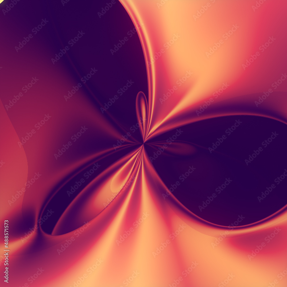 Aufkleber Abstract wavy colorful tunnel with glossy metallic surface. 3d rendering background design. Digital illustration