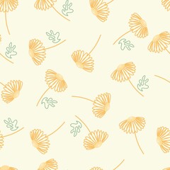 Seamless pattern with daisies on a black background. Abstract floral ornaments. Cute chamomile print - seamless background. Vector illustration.