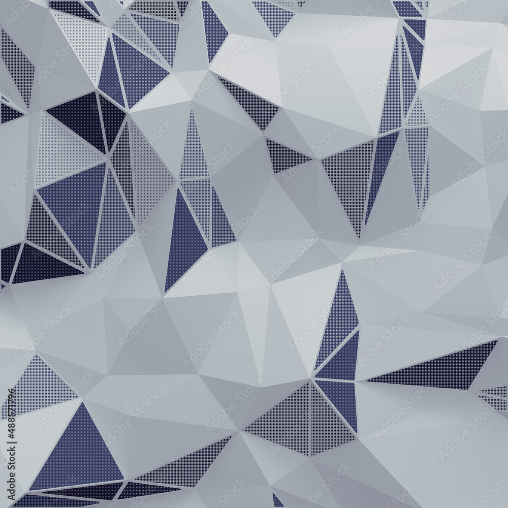 Leinwandbilder White polygonal surface with thin edges. Modern abstract design template. 3d rendering digital illustration