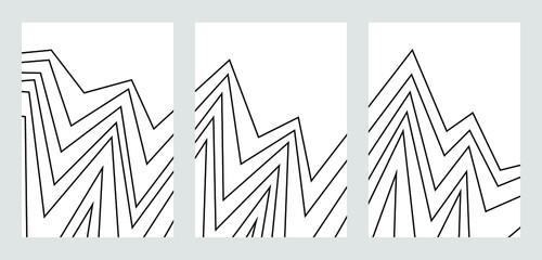 Set of digital covers with abstract lines.