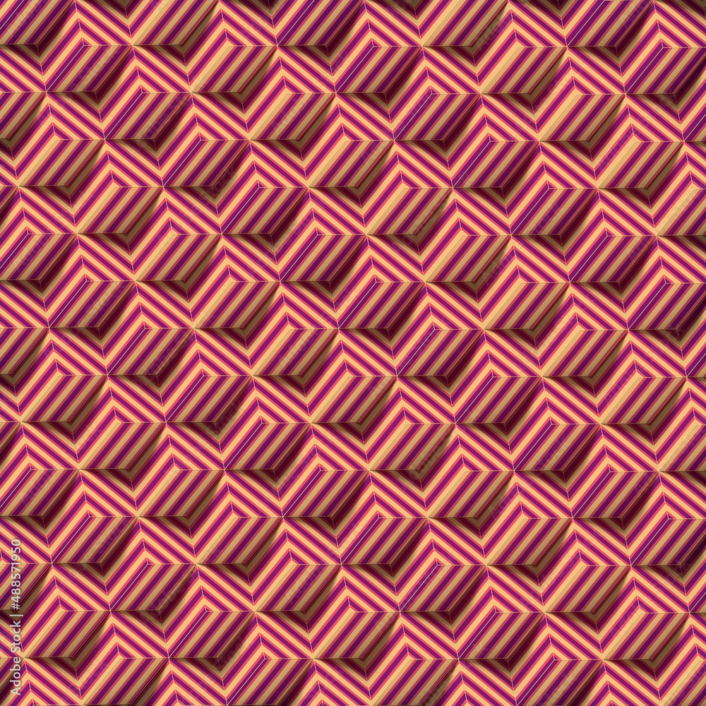 Poster Group of rectangular shapes with multicolored striped texture. Abstract 3d rendering digital illustration background