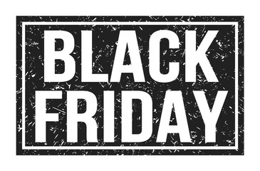 BLACK FRIDAY, words on black rectangle stamp sign