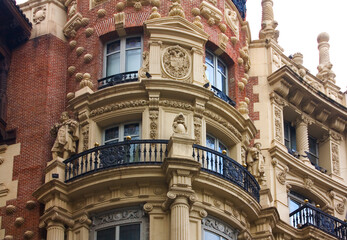 Fototapeta na wymiar Beautiful historical building in Old Town of Madrid, Spain 