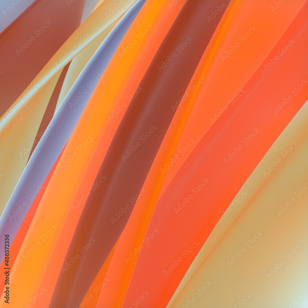 Poster Multicolored stripes of wavy fabric. Abstract art background. Fabric design element. 3d rendering digital illustration