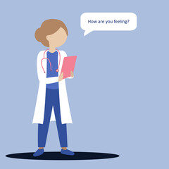 Obraz premium character of a doctor in a white coat with documents in his hands