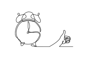 Abstract clock with hand as line drawing on white background. Vector