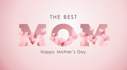 mother's day banner in pink with the word MOM flying out of the heart - 488572786