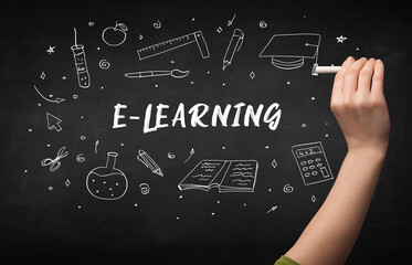 Hand drawing education concept