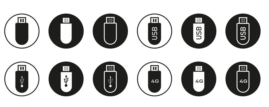 Flash drive  usb Icons. Line design template. Icons vector. Flat Design