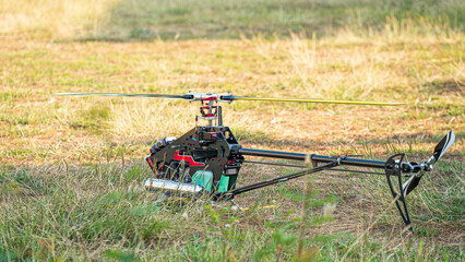 Fototapeta na wymiar mini rc helicopters It is an engine that requires real oil.