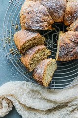 Christmas round baked bread