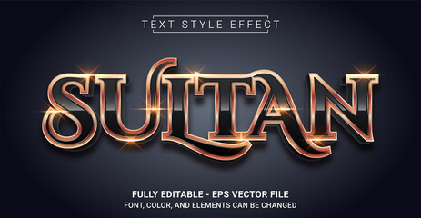 Sultan Text Style Effect. Editable Graphic Text Template. - obrazy, fototapety, plakaty