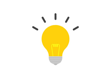 ピカっと光る豆電球：アイデア・ひらめきのイメージ素材