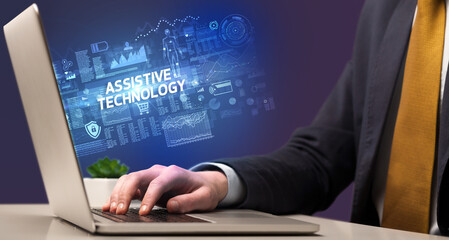 Businessman working on laptop