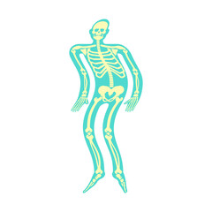Ghost of transparent man with bones. spirit flies