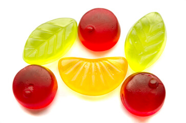 colorful jelly candies on a white background
