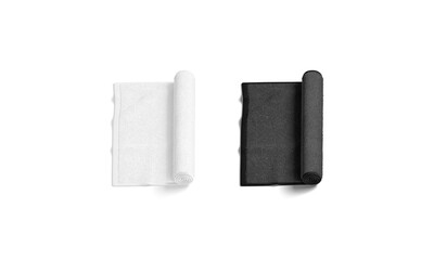 Blaank black and white twisted small towel mockup, isolated