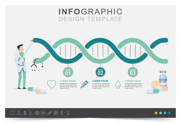 Modern infographic template, presentation medical infographic template, step to treatment, icon set