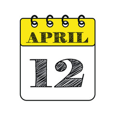 April 12 calendar icon. Vector illustration in flat style.