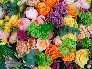 Flower arrangement background with roses