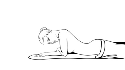 Continuous one line drawing. Young woman in spa massage, side view. Vector illustration for banner, web, design element, template, postcard.