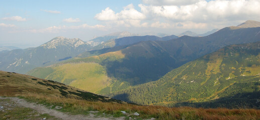 Western Tatras landscape. Hiking in Tatra Mountains. Tatry in Poland