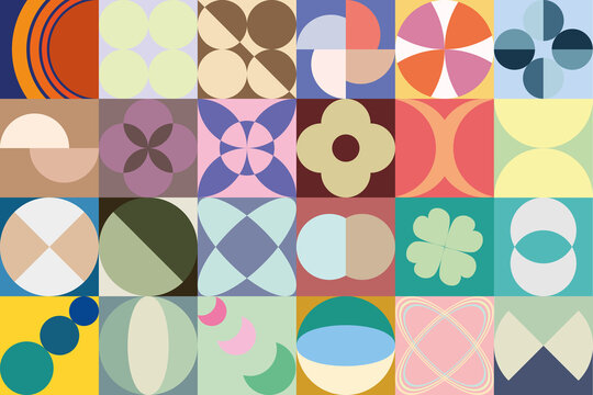 Vector Illustration Of Colorful Abstract Pattern And Tectures With Geometrical Shapes. 