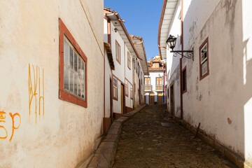 Fototapeta na wymiar Ouro Preto, Minas Gerais, Brazil: streets and historic buildings from the colonial period in Brazil