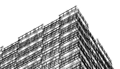 architecture building 3d illustration - obrazy, fototapety, plakaty