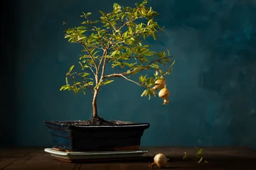 Fotobehang Bonsai Small decorative pomegranate bonsai tree  © Mallivan