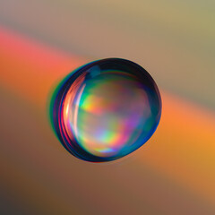 Shiny raibow colored water drops on the old compact CD disc, design for background